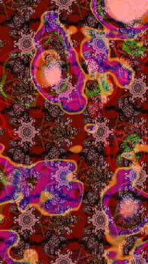 Kahverengi renkli çiçekler. Kumaş desenli papatya çiçekleri ayrıntıları.