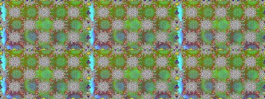 Raster illüstrasyonu. Çiçek. Kusursuz dekoratif arka plan, çiçek mandala. Yeşil renklerde.