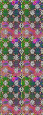 Kusursuz çiçek deseni. Asya tekstil tarzında. Raster illüstrasyonu. Raster illüstrasyonu. Gri ve yeşil renkte çiçekler.