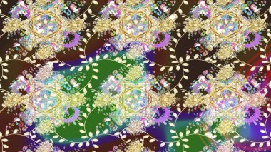 Çiçek buketleriyle klasik bir eskiz şekli. Raster illüstrasyonu. Tarafsız renklerde.