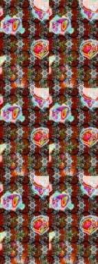 Renkli Bahar Teması eskiz kalıbı. Kahverengi renkli çiçekler. Raster illüstrasyonundaki çiçek desenli çizim. Düz Çiçek Elementleri Tasarımı.