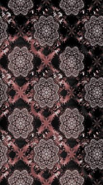 Raster illüstrasyonu. Çiçek desenli çizim. Asya tekstil tarzında. Düz Çiçek Elementleri Tasarımı. Güzel kumaş deseni. Renkli Bahar Teması çizim şablonu.