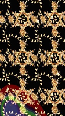 Raster deseni. Bahar çiçekleri dallı desen, siyah renkler çiçekli siluet..