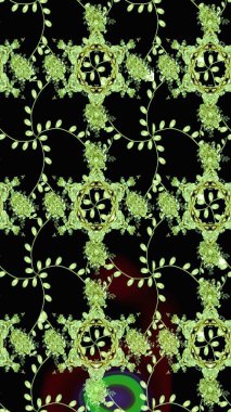 Siyah renkli çiçekler. Raster illüstrasyonunda çiçek deseni çizimi.