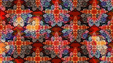 Güzel kumaş deseni. Raster illüstrasyonu. Düz Çiçek Elementleri Tasarımı. Asya tekstil tarzında. Çiçek desenli çizim. Renkli Bahar Teması çizim şablonu.