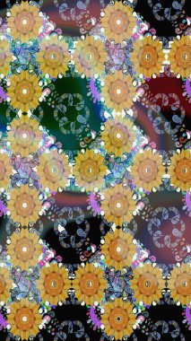 Bej renkli çiçekler. Hediye ambalaj kağıdı, tebrik kartları, posterler ve pankart tasarımı. Raster düz çiçek çizim deseni.