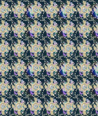 Mavi renklerde. Raster illüstrasyonu. 3D çiçekler, çizim.