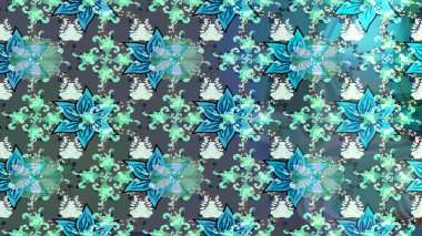 Çizim çiçek deseni duvar kâğıdı olarak kullanılabilir. Mavi renkli çiçekler. Raster illüstrasyonu.