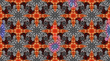 Raster illüstrasyonundaki çiçek desenli çizim. Düz Çiçek Elementleri Tasarımı. Renkli Bahar Teması eskiz kalıbı. Gri renkli çiçekler.