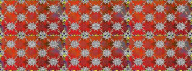 Kibar, yaz çiçekleri kırmızı ve gri renklerde. Raster illüstrasyonu. Küçük çiçekteki sevimli çiçek deseni. Raster deseni.