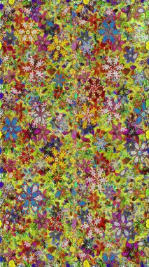 Sevimli küçük çiçek desenle. Raster resim. Çiçek desenli çiçek ve yaprakları ile.