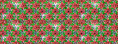 Elle boyanmış suluboya, dikişsiz çiçekler ve bitkiler. Yeşil renkte çiçekler.