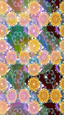 Çocuk stili. Çiçekli eskiz arkaplanı. Düz Çiçek Elementleri Tasarımı. Renkli Bahar Teması çizim şablonu.