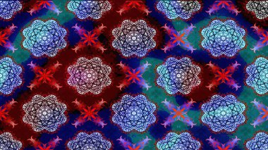 Tropik çiçek desenleri. Mavi renkli çiçekler. Raster illüstrasyonu.