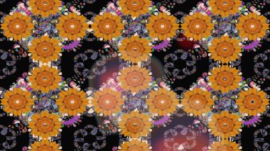 Çiçekli karalama şeklinde Raster çiçek deseni. Turuncu renkli çiçekler. Yumuşak, yaz çiçekli arka plan.