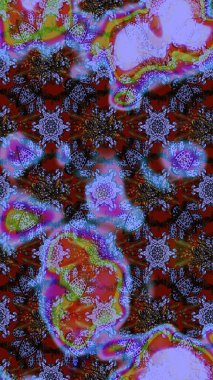 Çiçeksel çizim kalıbının yansıması. Vadinin mavi renkli çiçekleri.