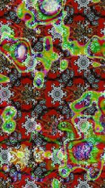 Süslü kumaş deseni. Düz Çiçek Elementleri Tasarımı. Raster illüstrasyonundaki çiçek desenli çizim. Renkli Bahar Teması çizim şablonu.