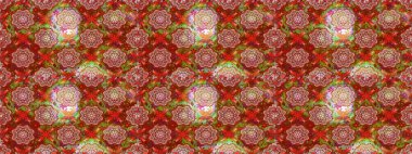 Çiçekli güzel suluboya desen. Raster illüstrasyonu. Kırmızı ve kahverengi renklerde.