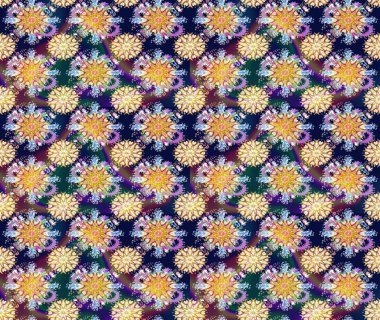 Raster illüstrasyonundaki çiçek desenli çizim. Renkli Bahar Teması eskiz kalıbı. Güzel kumaş deseni. Düz Çiçek Elementleri Tasarımı.