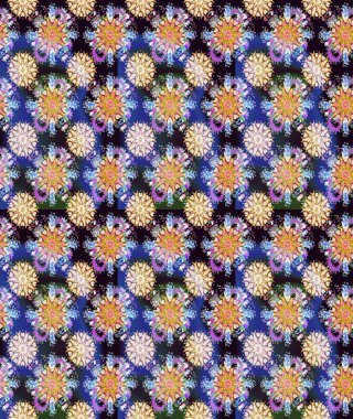 Kusursuz çiçek deseni. Raster illüstrasyonu. Raster illüstrasyonu. Mavi ve nötr renklerde çiçekler. Asya tekstil tarzında.