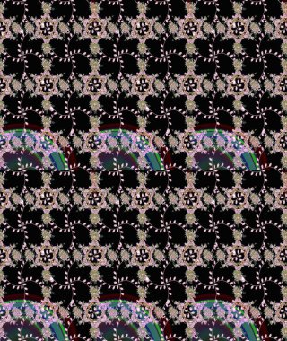 Suluboya kusursuz desen. Çiçekler suluboya tarzında siyah ve nötr renklerde. Çiçek izi.