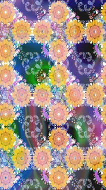 Yumuşak, bahar çiçekli arka plan. Çiçekli karalama şeklinde Raster çiçek deseni. Bej renkte çiçekler.