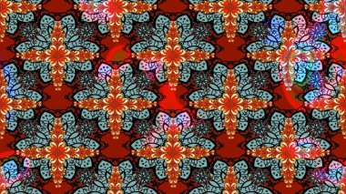 Raster illüstrasyonundaki çiçek desenli çizim. Renkli Bahar Teması eskiz kalıbı. Düz Çiçek Elementleri Tasarımı. Mavi renkte çiçekler.