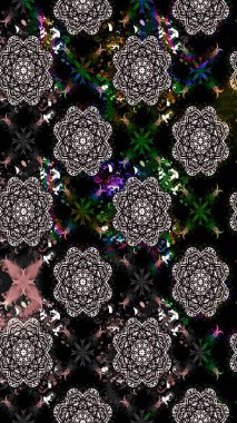 Raster illüstrasyonu. Çiçek. Siyah renklerde. Taslak dekoratif arka plan, çiçek mandala.