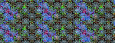 Küçük renkli çiçekler. Robot resim. Moda baskıları için zarif bir şablon. Çiçekli bahar çiçekleri. Motley illüstrasyonu. Küçük çiçekte şirin desenler.