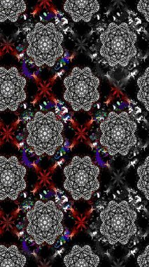 Yaz çiçekleri teması. Siyah renkler. Suluboya resim taklit Raster çizimi. Klasik çiçekler. El çizimi soyut süslü elementler.