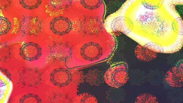 Raster illüstrasyonu. Çiçekli güzel suluboya desen. Kırmızı renklerde.