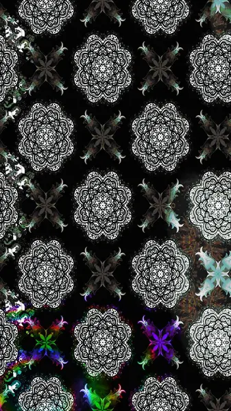 Sevimli çiçek raster deseni. Düz Çiçek Elementleri Tasarımı. Siyah renkli çiçekler. Renk Bahar Teması eskiz şablonu.