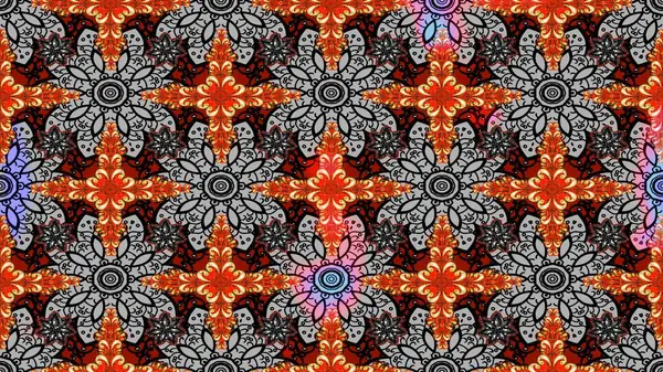 Raster illüstrasyonundaki çiçek desenli çizim. Düz Çiçek Elementleri Tasarımı. Renkli Bahar Teması eskiz kalıbı. Gri renkli çiçekler.