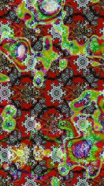 Süslü kumaş deseni. Düz Çiçek Elementleri Tasarımı. Raster illüstrasyonundaki çiçek desenli çizim. Renkli Bahar Teması çizim şablonu.