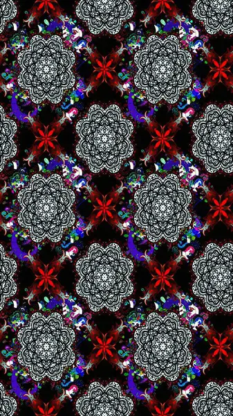 Raster Modaya uygun kumaş deseni. Renkli Bahar Teması eskiz kalıbı. Siyah renkli şirin çiçek deseni. Düz Çiçek Elementleri Tasarımı.