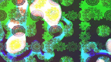 Raster suluboya çiçek deseni, narin çiçekler, yeşil çiçekler, tebrik kartı şablonu. Güzel kumaş deseni.