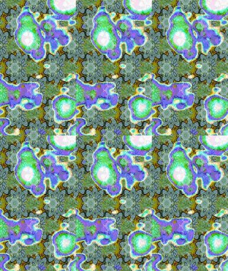 Raster illüstrasyonu. Yeşil renkte karalamalı çiçek deseni çiz.