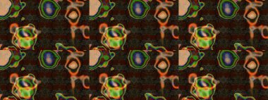 Nakış desenli çiçek deseni. Parmak izi, kumaş, duvar kâğıdı, tekstil için raster dokusu. Renkli grunge soyut arkaplanı colokahverengi çiçeklerle zenginleştirir.