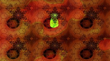 Hint süsü. Raster illüstrasyonu. Çiçek duvar kağıdı. Renkli süs kenarı. Çizim kalıbı. Kahverengi renklerde.