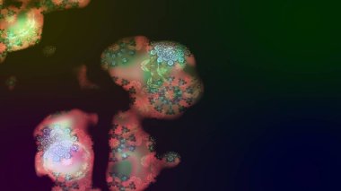 Patlayan çiçekler soyut olarak yerleştirilmiş. Raster deseni. Raster illüstrasyonu. Yumuşak, bahar çiçekleri kahverengi renklerde.