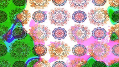 Raster illüstrasyonundaki çiçek desenli çizim. Düz Çiçek Elementleri Tasarımı. Renkli Bahar Teması eskiz kalıbı. Güzel kumaş deseni.