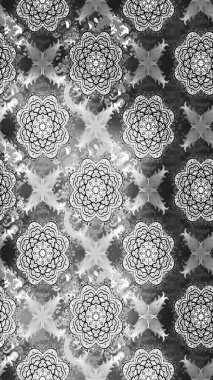 Gri renklerde. Gri renkli gri papatya deseni. Raster illüstrasyonu.