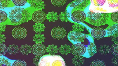 Renkli çizim kalıbı. Çiçek duvar kâğıdı. Raster illüstrasyonu. Yeşil renkli şirin tekstil. Çiçek arka planı.