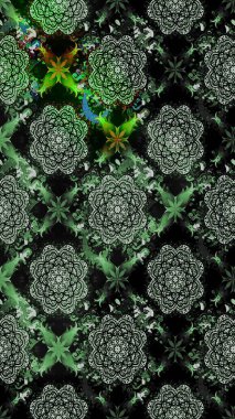 Raster Çiçek İllüstrasyonu güzel tekstil. Siyah renkli etnik çiçeklerle zarif eskiz deseni.