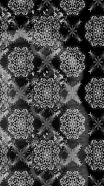 Renkli desenli eskiz deseni, gri çiçekler ve dekoratif elementlerle. Eskiz geçmişi. Eski usul. Kumaş, tekstil, duvar kağıdı baskısı için. Raster illüstrasyonu.