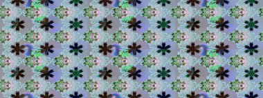 Mavi renkli çiçekler. Tropik çiçek desenleri. Raster illüstrasyonu.