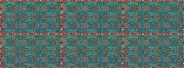 Raster düz çiçekleri pürüzsüz desen. Hediye ambalaj kağıdı, tebrik kartları, posterler ve pankart tasarımı. Mavi ve yeşil renkte çiçekler.