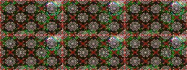 Gri renkli çiçekler. Kusursuz çiçek deseni. Raster illüstrasyonu. Raster illüstrasyonu. Asya tekstil tarzında.