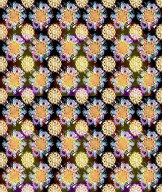 Çiçek desenli çizim. Raster illüstrasyonu. Bej renkli Asya tekstili.