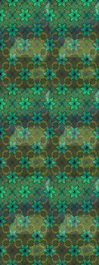 Üzerinde yeşil renkte karalamalar olan çiçek desenleri çiz. Raster illüstrasyonu.